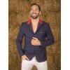 Naska Men - Veste de concours équestre - Modèle Homme - couleur marine à col rouge